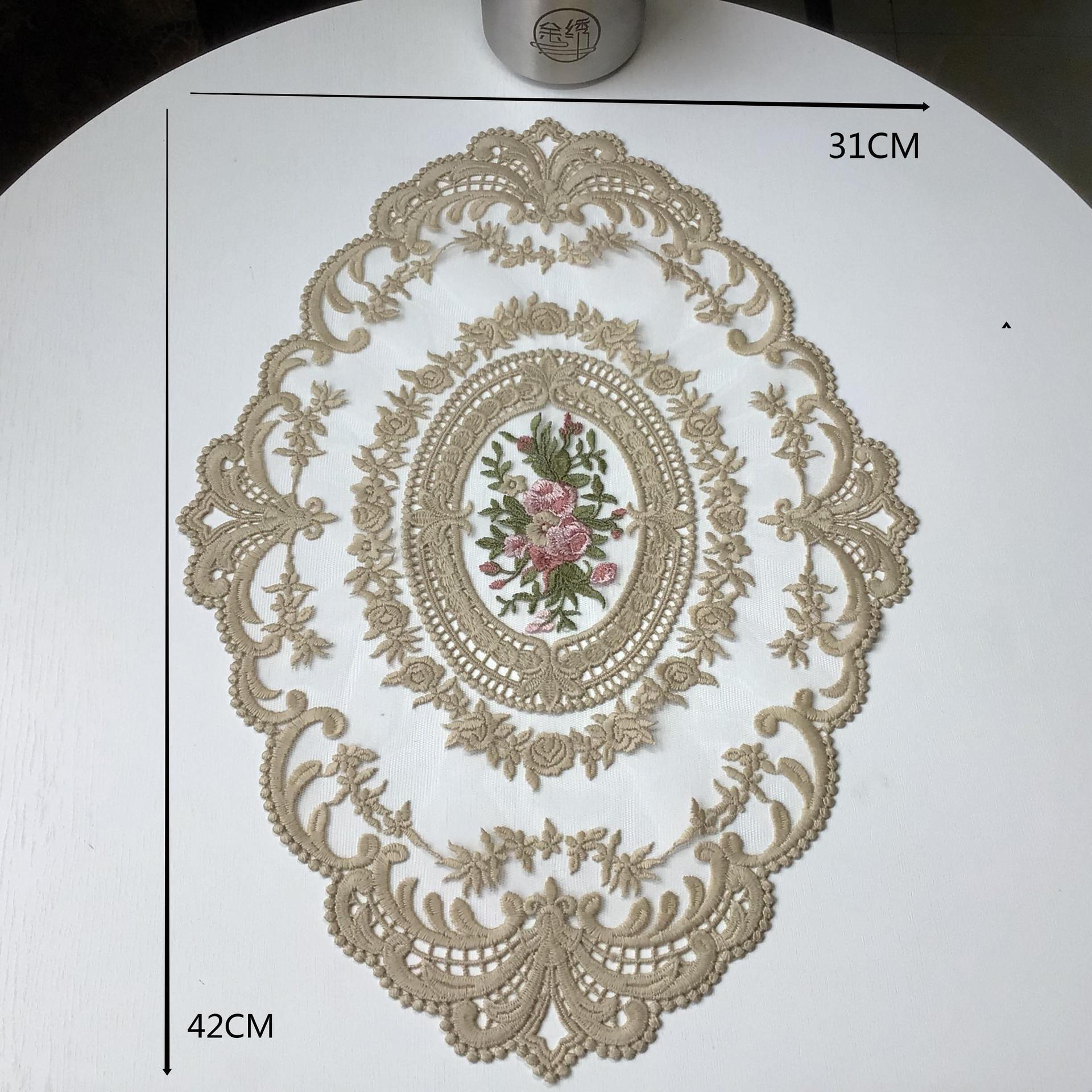 Encaje mantel posavasos estilo europeo Vintage bordado encaje cubierta a prueba de polvo toalla mesa de café estera accesorios de tiro mantel decorativo bandera