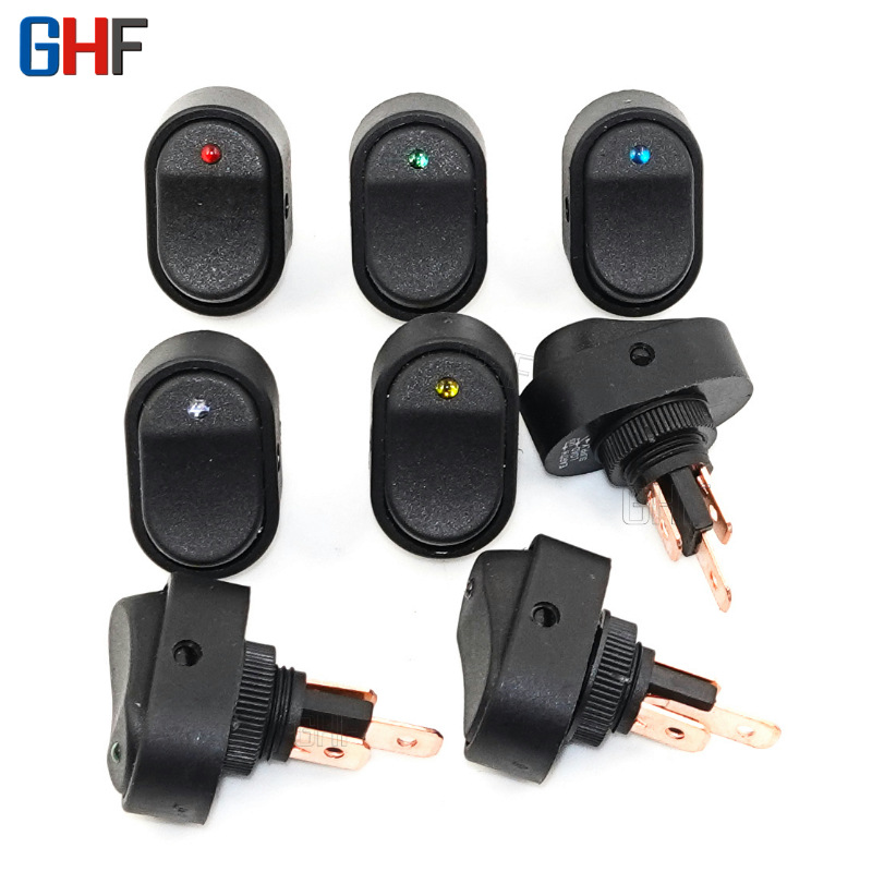 供应ASW-20D/12V LED灯汽车改装开关猫眼灯船型开关 三脚跷板开关