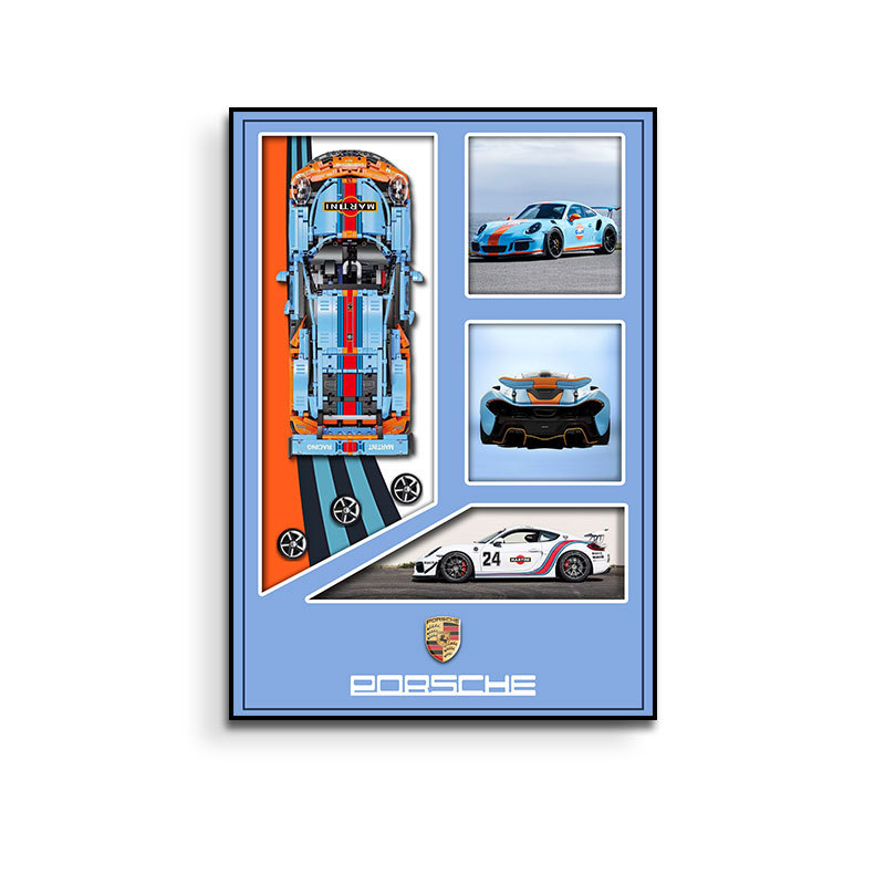 Pintura para colgar coches 911 coche deportivo famoso espectáculo de coches marco para almacenar bloques de construcción marco de fotos en la pared para niños comercio electrónico transfronterizo tridimensional