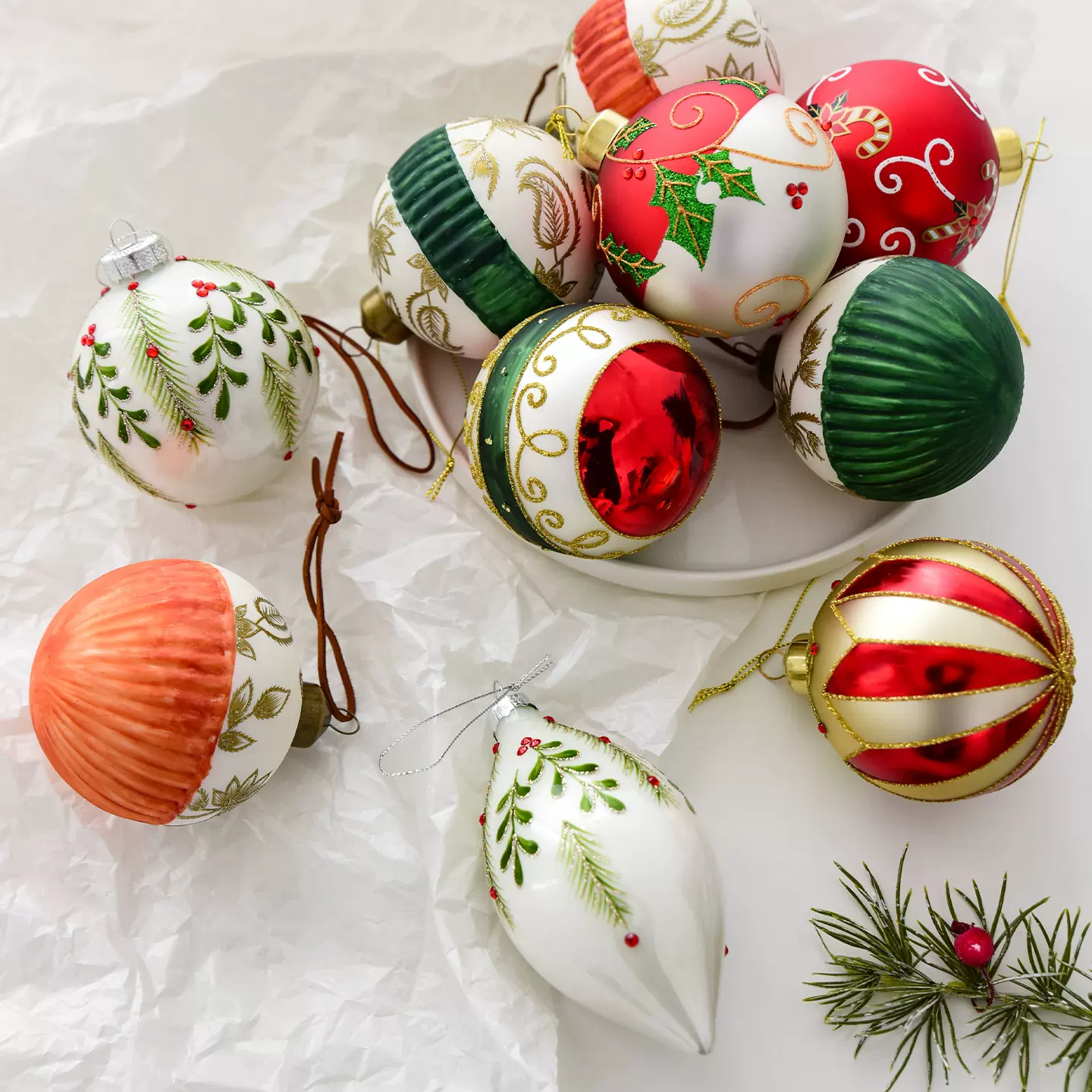 NUCHI跨境圣诞节装饰挂件玻璃圣诞彩球圣诞球高档圣诞树装饰球