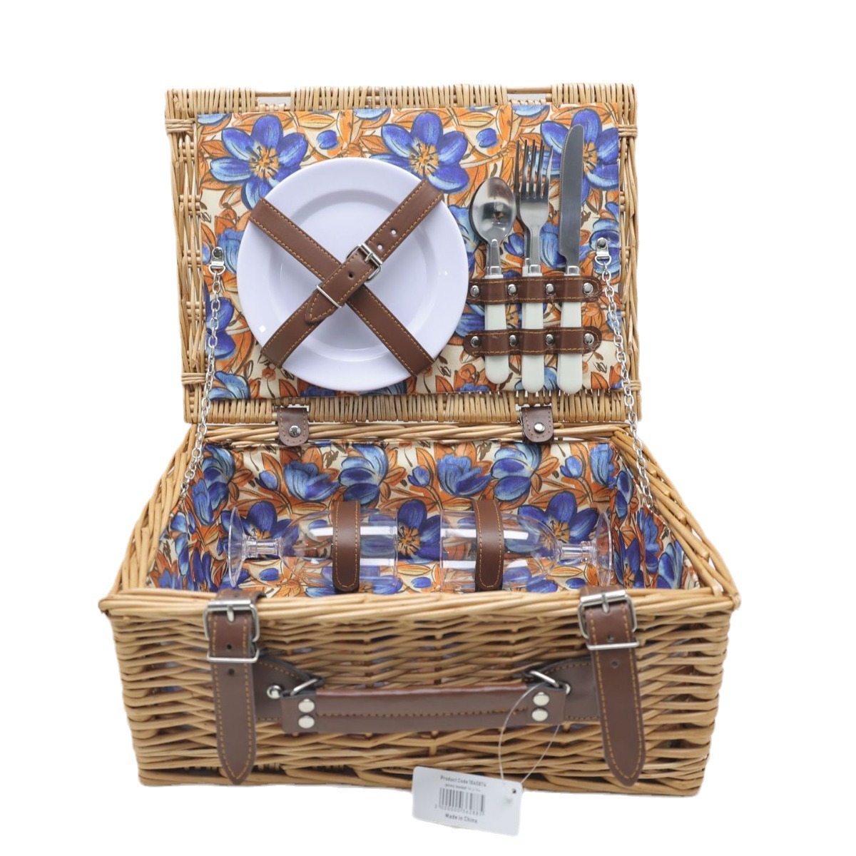 Fábrica de stock de cestas de mano de sauce con cubierta de cestas de regalo de caña al aire libre con cubierta de cubierta de cestas de picnic de estilo retro