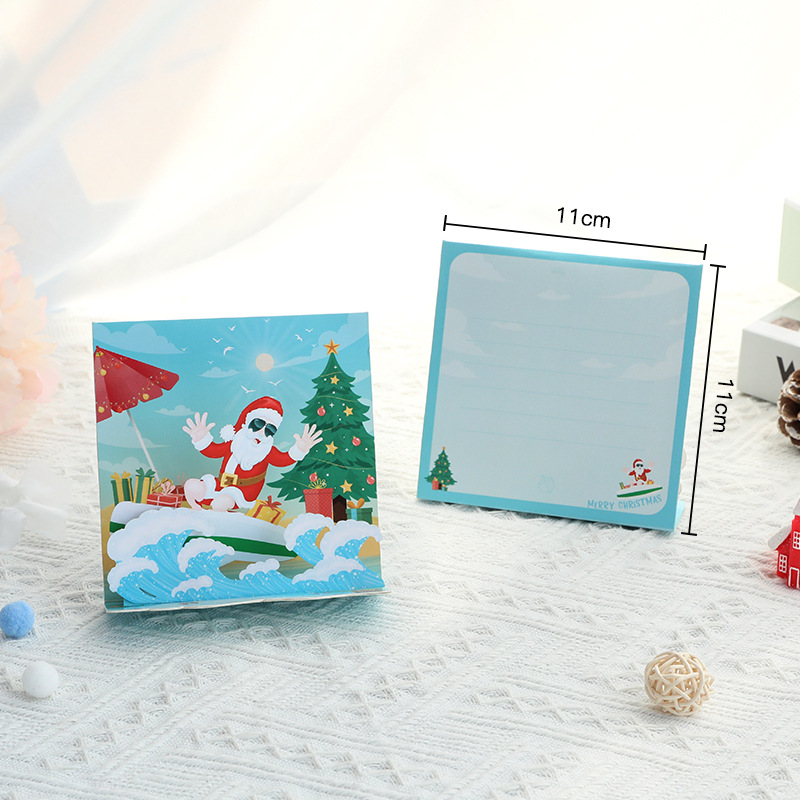 Christmas Greeting Card Surfing Old Man Three-dimensional Card Cartoon Creative Gift Card Christmas Southern Hemisphere Christmas Gift