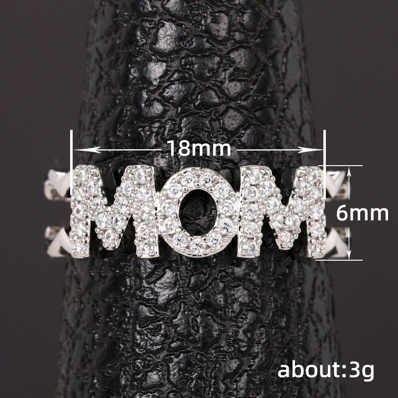 6g Weight Zircon Inlay Material Open Rings Classification Adjustable Ring Size 1 Piece Quantity Daily, Street Occasion Copper Material Letter, Heart Shape Pattern Women's Gender Inlay Design Shiny Style Shiny Letter Heart Shape Copper Inlay Zircon Open Rings 无