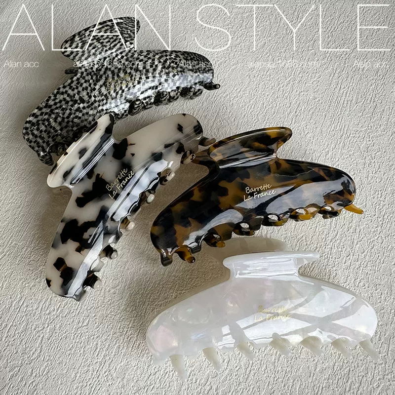 阿斓法式高端简约大号发抓夹章小蕙醋酸复古camila发爪盘发鲨鱼夹