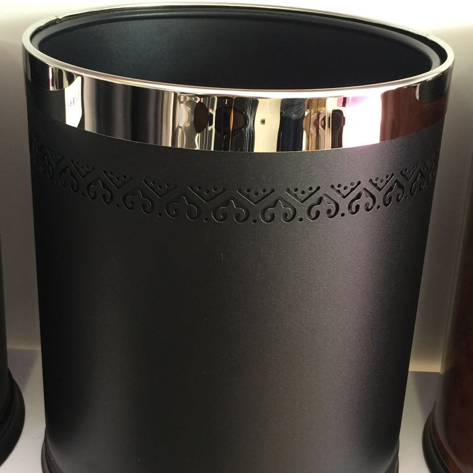KTV垃圾篓酒店房间包厢镂空垃圾桶不锈钢双层圆形无盖心形镂空