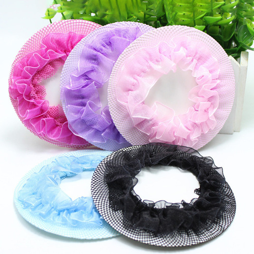 Children's dance lace hair accessories ballet Latin dance head flower net pocket elastic hair net knitted hair circle hair accessories