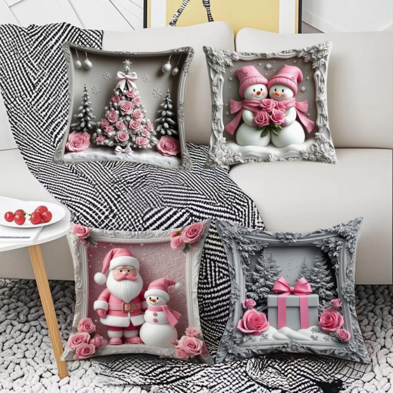 Navidad encontrada explosión abrazo funda de almohada festivales conejo alce decoración sofá atmósfera sensación de lino funda de cojín al por mayor image 21