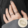 One size brand retro ring, silver 925 sample, internet celebrity, European style, on index finger