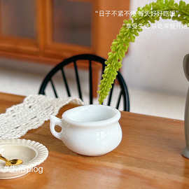 微缩食玩场景模型白瓷香薰炉娃娃屋配件迷你单耳线香炉摆件C4013