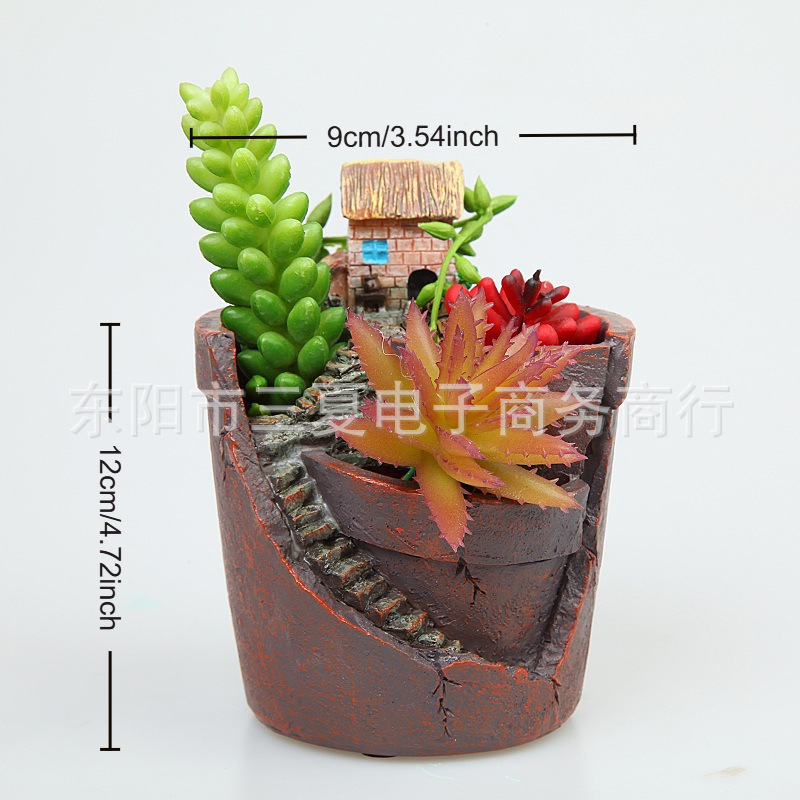 北欧クリエイティブラウンド多肉植物植木鉢怠惰な多肉植物ポット多肉植物ミニ漫画樹脂植木鉢|undefined