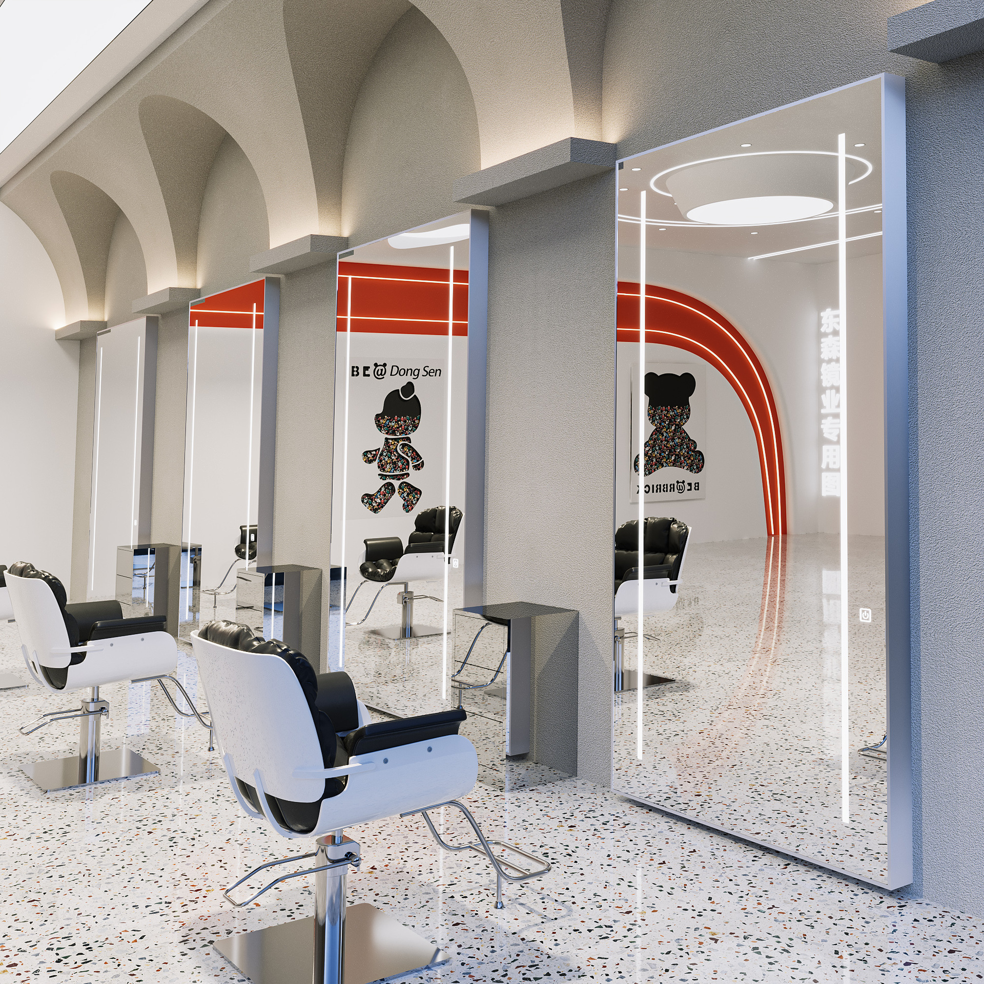 Espejo de peluquería con lámpara de línea para salón de peluquería, espejo de corte de pelo, espejo de pared, espejo de peluquería