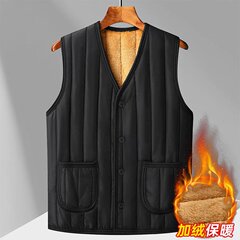 毛内胆爸爸装大码中年男士加绒马夹中老年坎肩男装背心加厚棉马甲