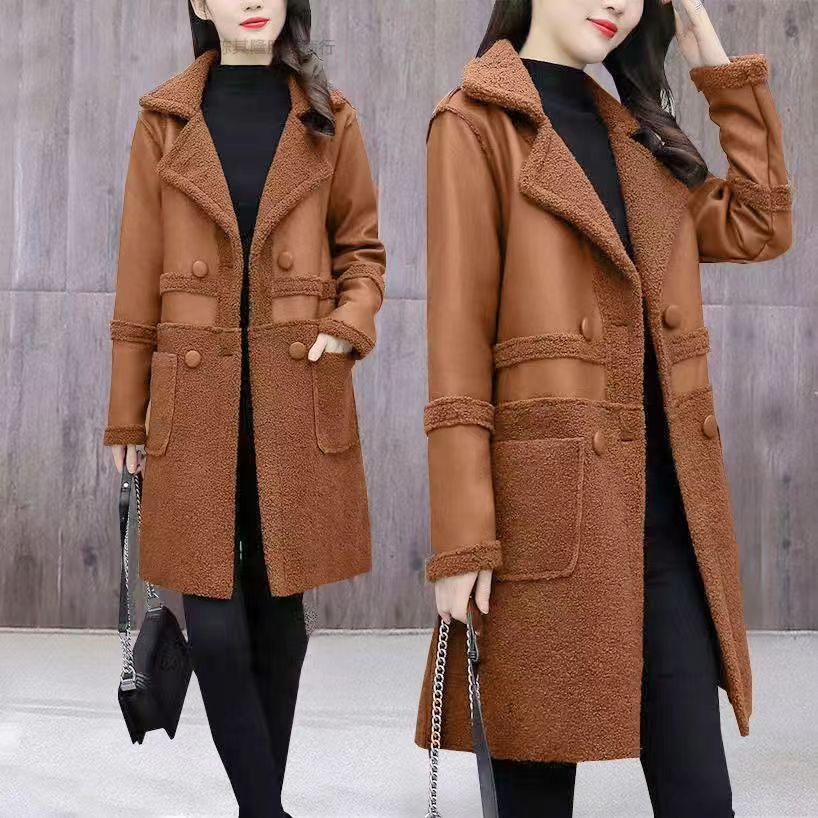 Spring and Autumn New Ladies Good Quality Leather Coat Mid-length Coat Western Style 8011
