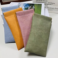 皮革眼鏡袋太陽鏡男女收納袋便攜抗壓自動閉合眼鏡袋太陽鏡收納袋