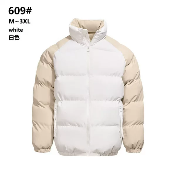 Stand-collar cotton jacket, a popular cross-border item, thickened and warm for winter, foreign trade wholesale, trendy color-blocked cotton coat for men and women