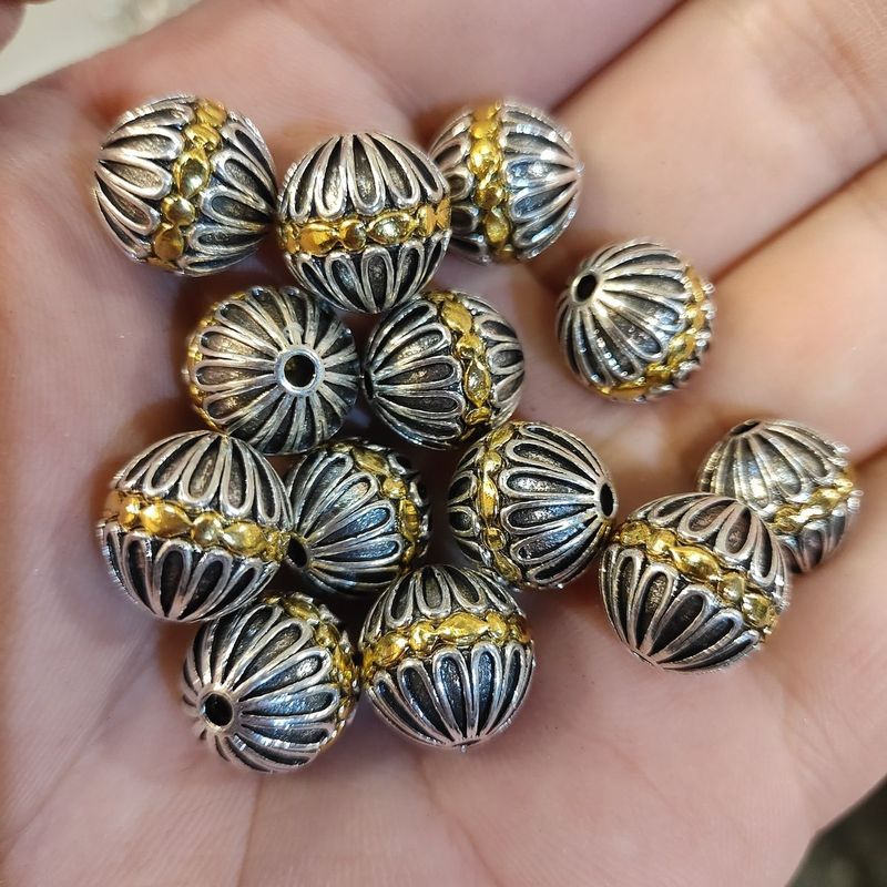チベット白銅花びらビーズ手作り diy ビーズブレスレットトップビーズネックレスペンダントアクセサリー|undefined