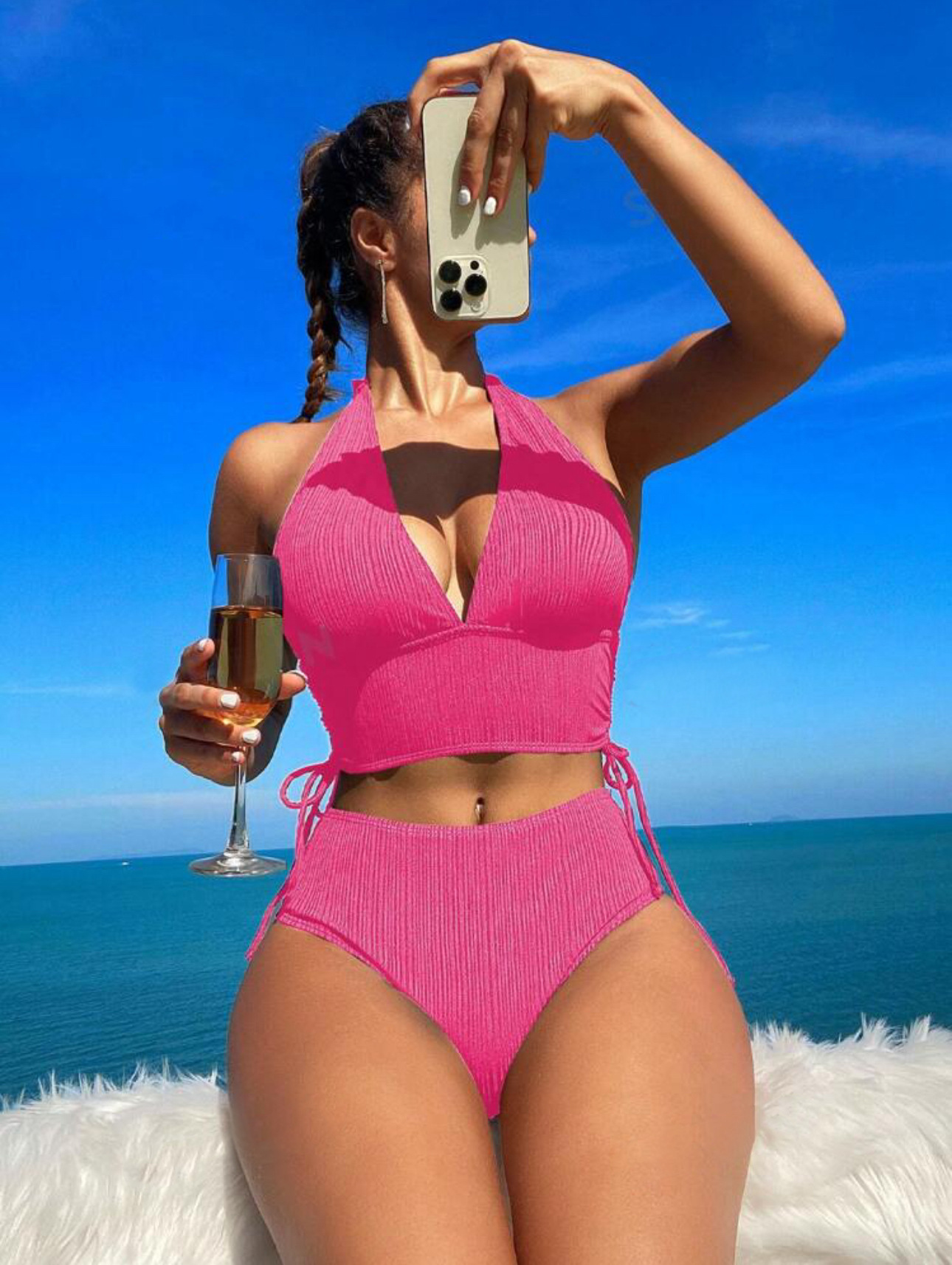 Comfort Function Women's Solid Color 2 Pieces Set Bikinis Swimwear
