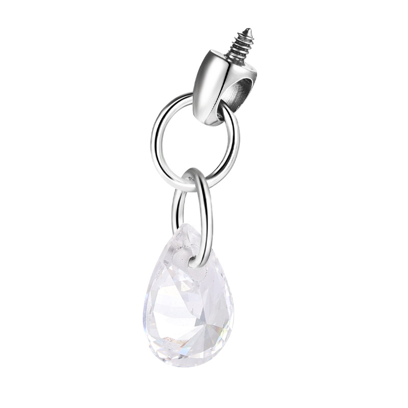 Zesen F136 Titanium Alloy Water Drop Bullet Head Internally Threaded Lip Nail 0.9mm Tooth Lip Nail Ear Bone Nail Accessories Crystal Zircon detail image 10