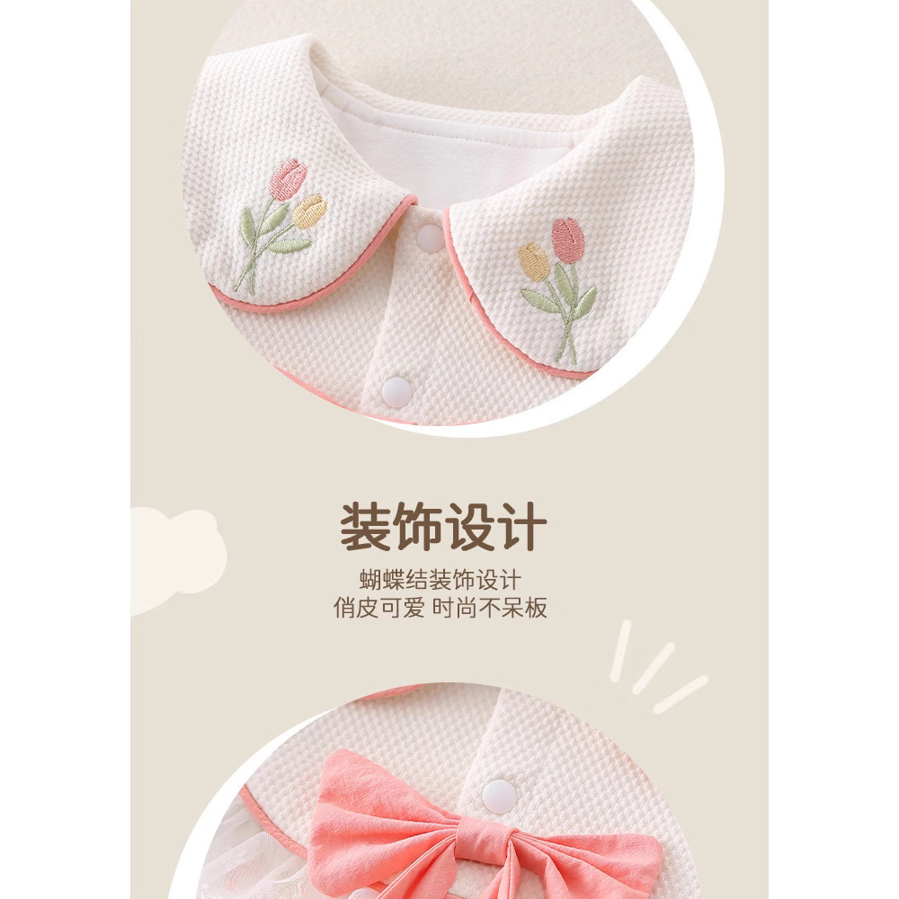 Primavera y otoño nuevo estilo ropa de una pieza para bebés narcisos mangas de linterna recién nacido mameluco de estilo occidental bebé saliendo gatear