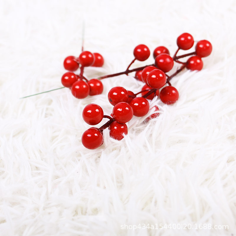 Venta al por mayor Navidad fruta roja árbol de Navidad decoración rama fruta roja cadena decoraciones de Navidad árbol de Navidad DIY decoración suministros