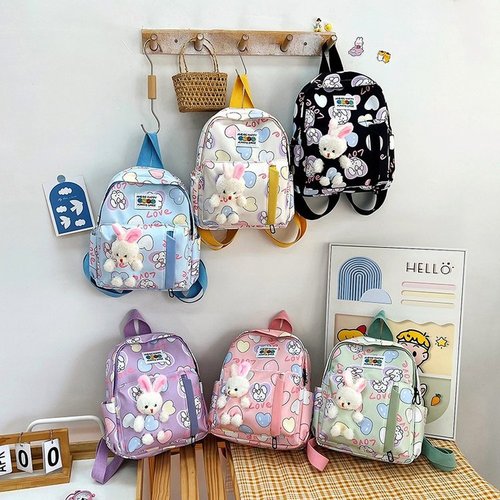 Cute Kindergarten Children's Schoolbag for 2-7 Year Old Boys and Girls, Lightweight Small Backpack with Cartoon Rabbit Design, Dual-Shoulder Bag