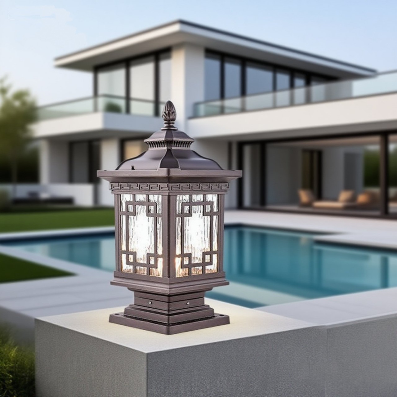 太阳能柱头户外防水大门花园院子路灯围墙柱子新中式庭院景观灯