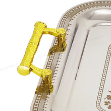 不锈钢金属托盘方形餐盘酒店餐厅用托盘欧式加厚果盘子批发