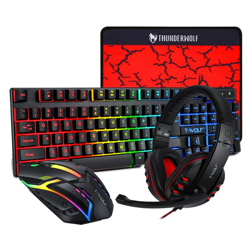 T-WOLF Lei Wolf TF800 игровой набор из четырех/пяти предметов, испанский, русский, светящаяся мышь, клавиатура, набор наушников