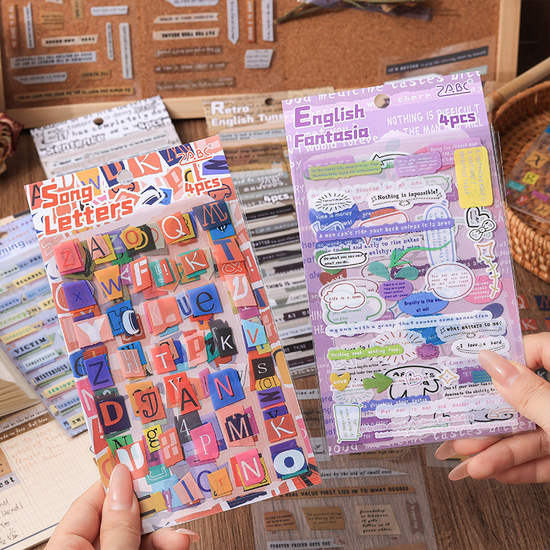 Inglés rima corta transparente pegatinas impermeables para mascotas diy diario de mano pegatinas decorativas transfronterizas pegatinas del departamento de frases inglesas