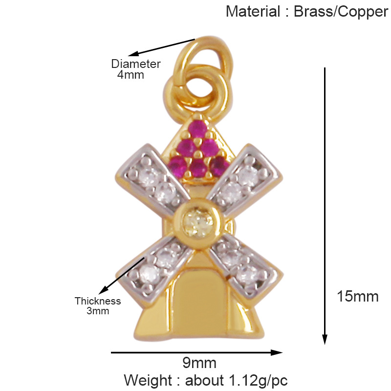 1g Weight Pendant Jewelry Making Type 10 * 15mm Jewelry Making Size DIY Jewelry Accessories Classification 1 Piece Quantity Copper Material Geometric, Windmill Pattern All Seasons Season Polished Finish Plating Design Sweet, Classic Style Style 1 Piece 10 * 15mm Copper Geometric Windmill Polished Pendant DIY Jewelry Accessories 20