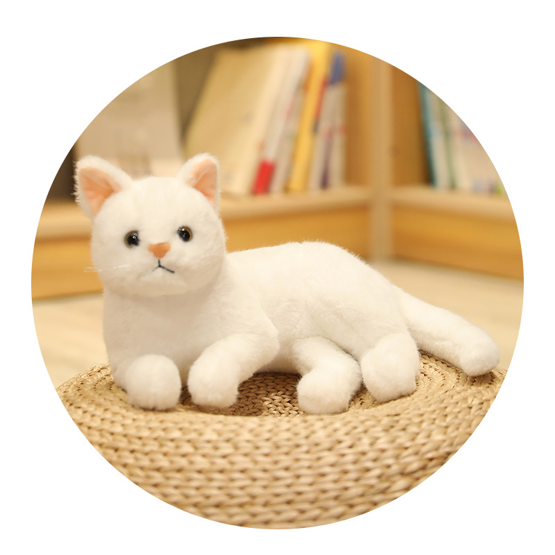 Muñeco de gato de simulación tumbado, muñeco de gatito, gato durmiendo lateral, juguete de peluche, decoración del hogar, regalo de punto escénico