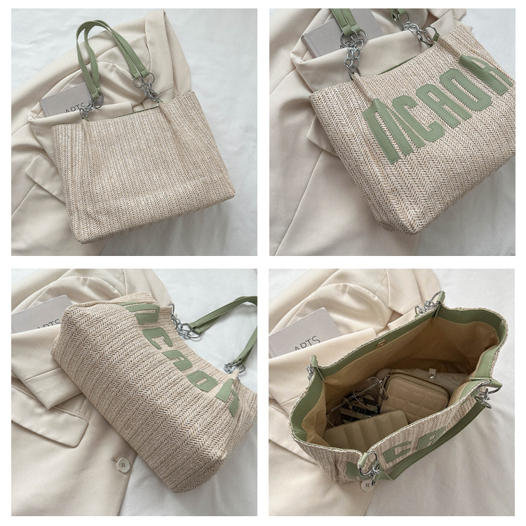 Large capacity fashion tote bag 2025 new style this year's popular woven single-shoulder bag underarm letter handbag wholesale undefined