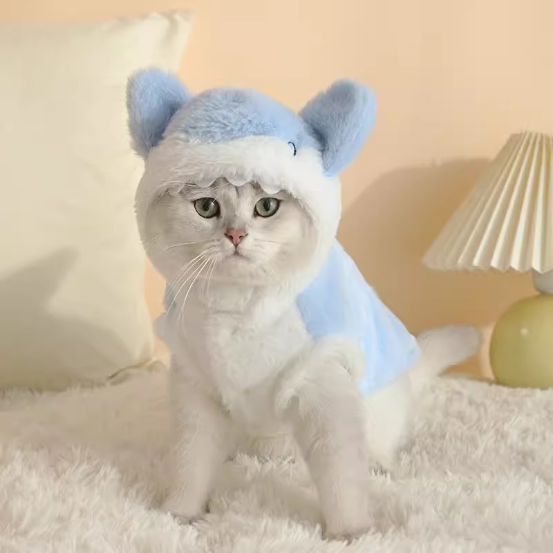 Ropa de gato de invierno cálido cambio de ropa para mascotas marioneta anti-pelusa gatito lindo otoño ropa de invierno gato