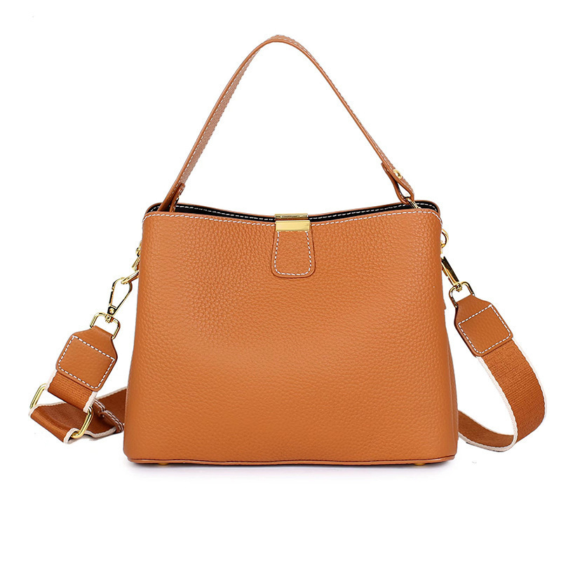 Fashion Cowhide Leather Bag For Women 2025 New Trendy Large Capacity Bucket Bag Versatile Commuter Genuine Leather Shoulder Crossbody Handbag - Thumbnail 3