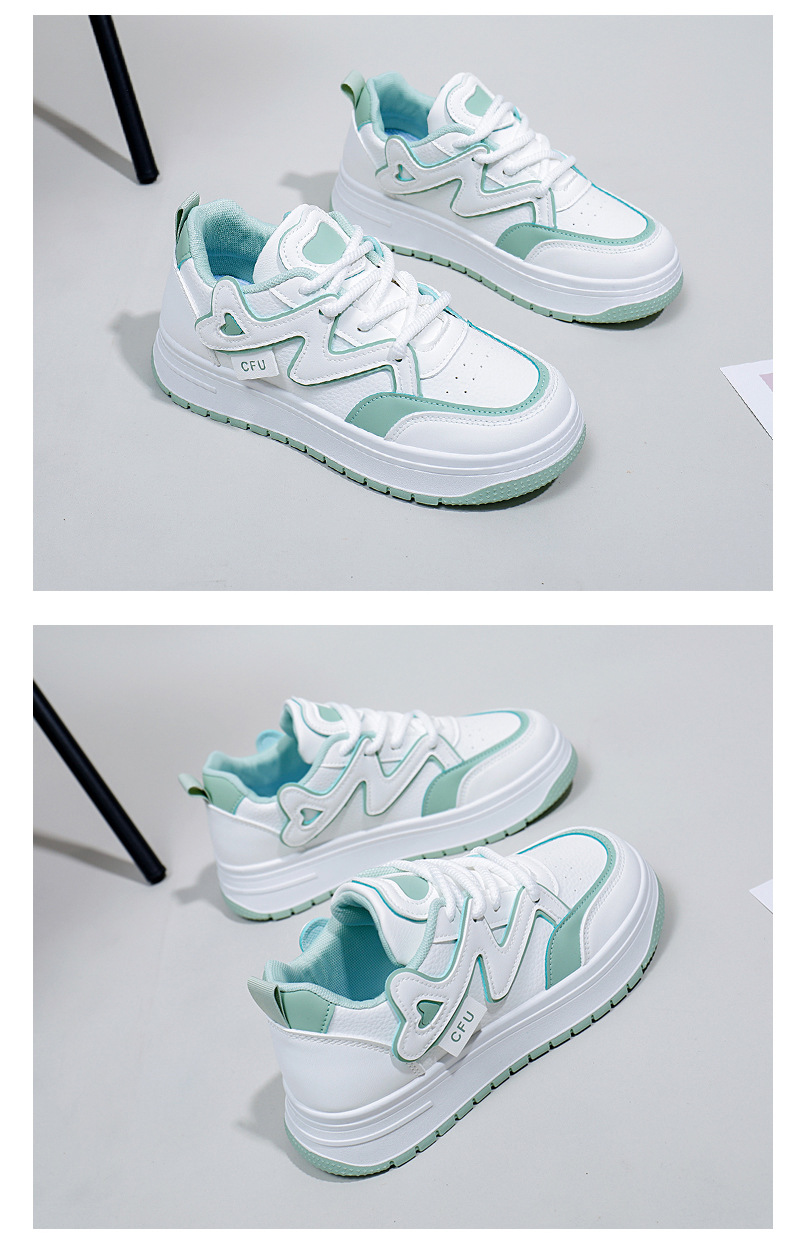 Weiße Damen Freizeitschuhe Trendy Sneaker Mit Dicker Sohle_voghion.com