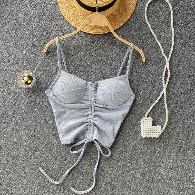 77g Weight Cotton, Rib Fabrics Fabric Type Short Top Length Vest Tops Type Holiday, Daily, Selfie Occasion Strap Neckline Slim Fit Type Solid Color Pattern Summer Season Women's Gender Casual, Elegant, Streetwear Style Wholesale Women's Casual Elegant Streetwear Solid Color Tank Tops 11