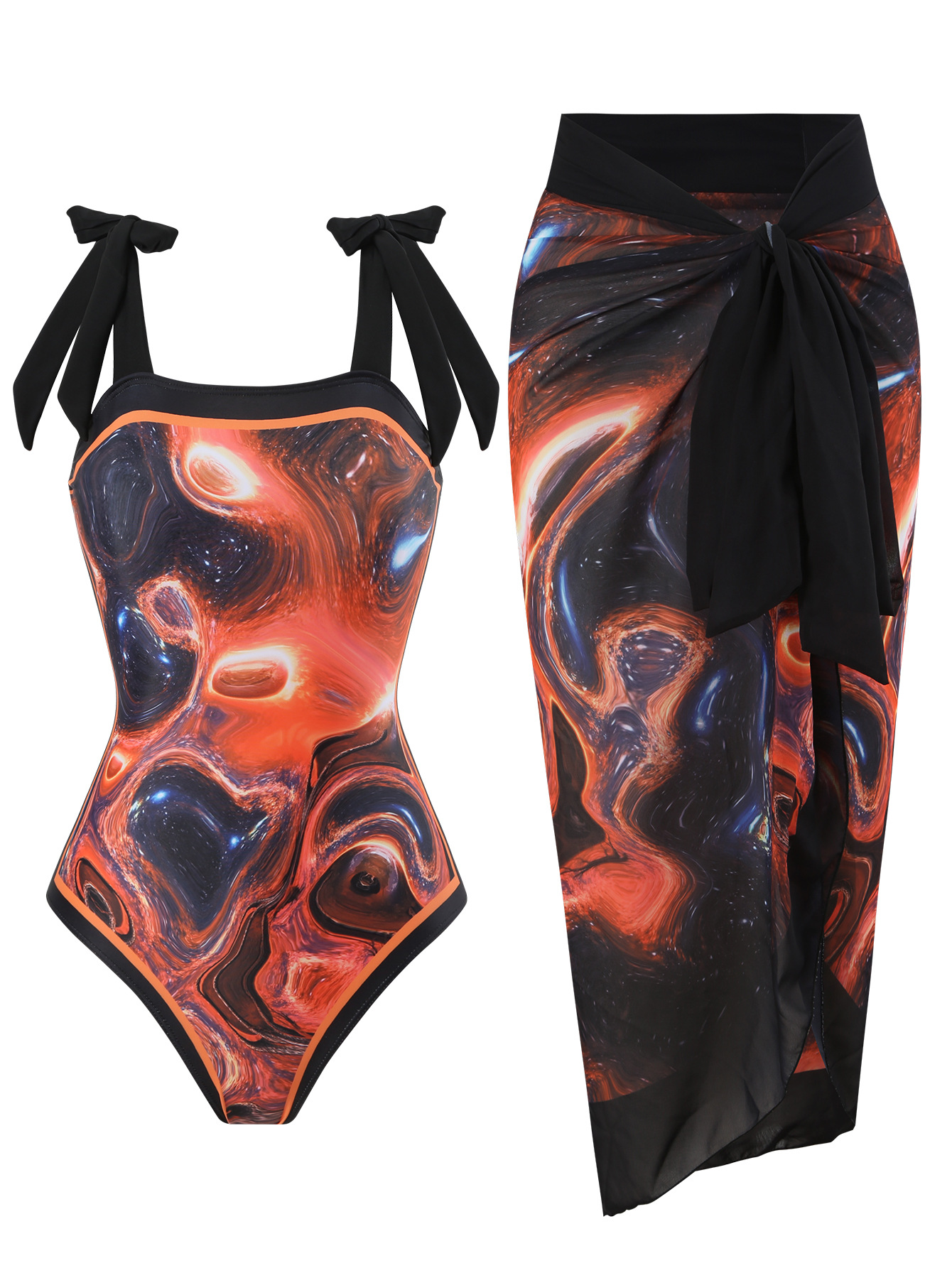 Traje de baño de una pieza estilo europeo y americano para comercio exterior 2024, traje de baño conservador para primavera caliente, protección solar para mujer, cubierta de chifón, ajuste delgado