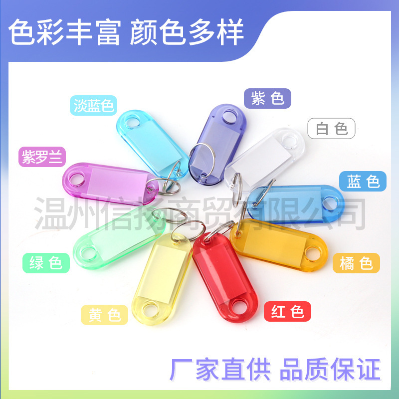 Color Crystal plastic key plate hotel luggage number key chain manufacturers number plate classification label plate