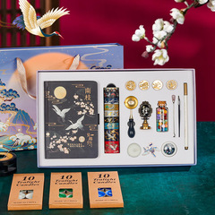 古風火漆印章套裝九件套印章火漆蠟粒手柄勺子信封封口印火漆印章