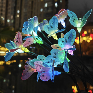 Cross-Border Solar Swing Ground Plug Led Color-Changing Fiber Optic Butterfly Light Garden Atmosphere Decoration Firefly Series Light
