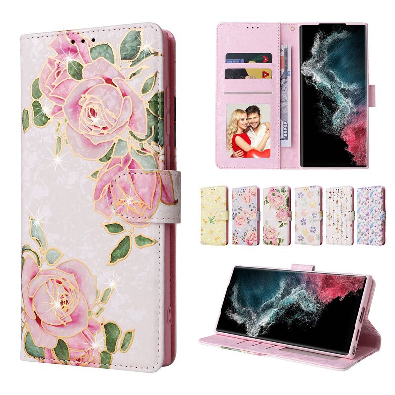 Suitable for Samsung S24 Anti-Theft Hot Stamping Phone Case, S26Ultra Printed Card-Inserting Wallet Leather Case, A51 Protective Case