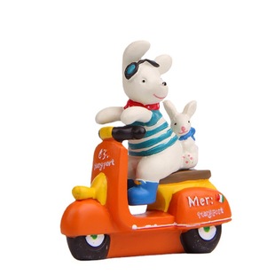 Cartoon resin 3D creative puppy rabbit cute motorcycle flower props shooting doll desktop ornaments