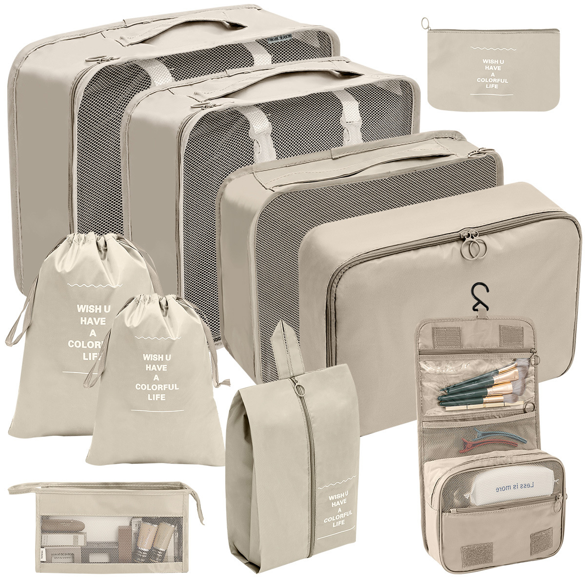 [세척 및 메이크업 10 개 세트] 베이지