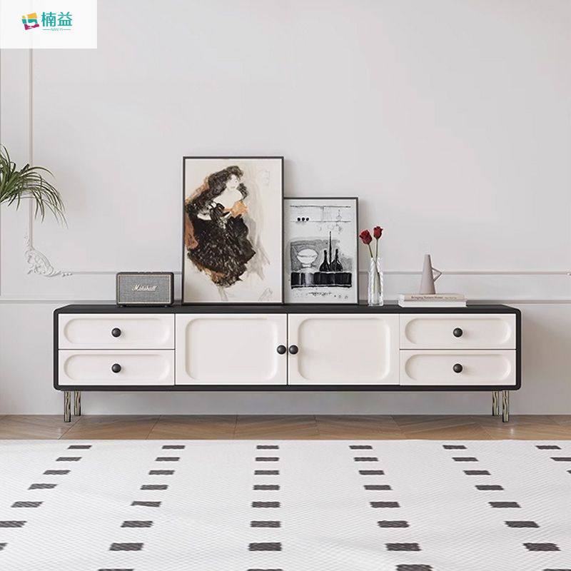 Chinese-Style Cream Panda Tv Cabinet, Vintage-Style Nan Yi Tv Cabinet and Coffee Table Set, Trendy Floor Cabinet for Living Room Home Use