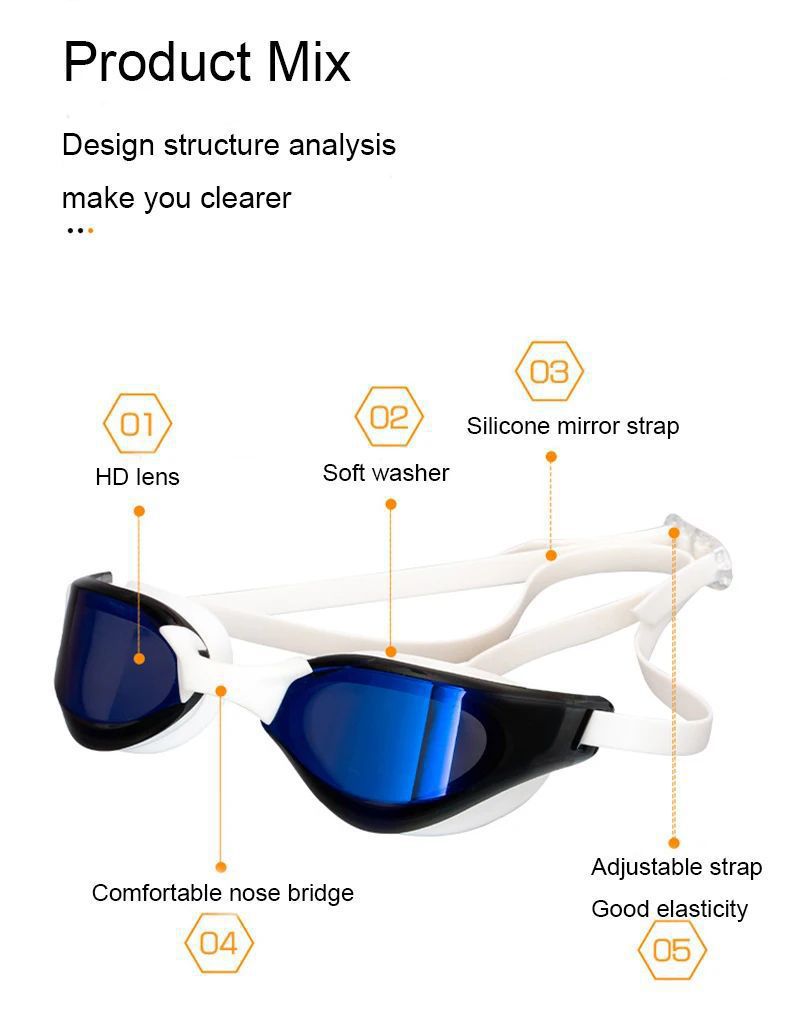 Gafas de Natación Profesionales de Silicona, Impermeables, con Doble Recubrimiento