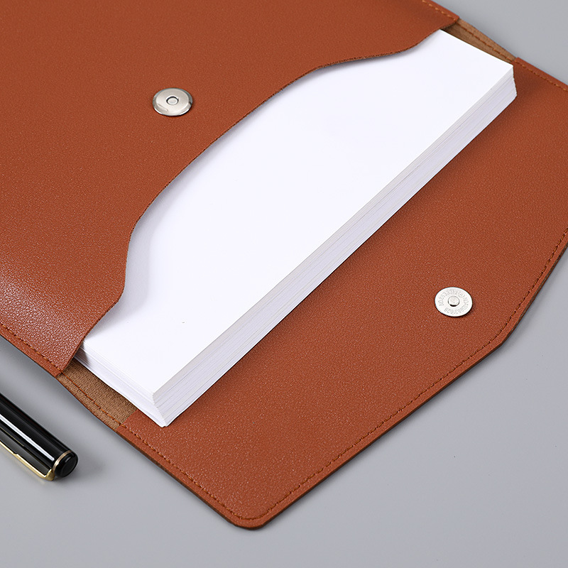 A4 Leather Large Capacity Storage File Bag Business Office Data File Waterproof Storage Leather File Clamp Bag
