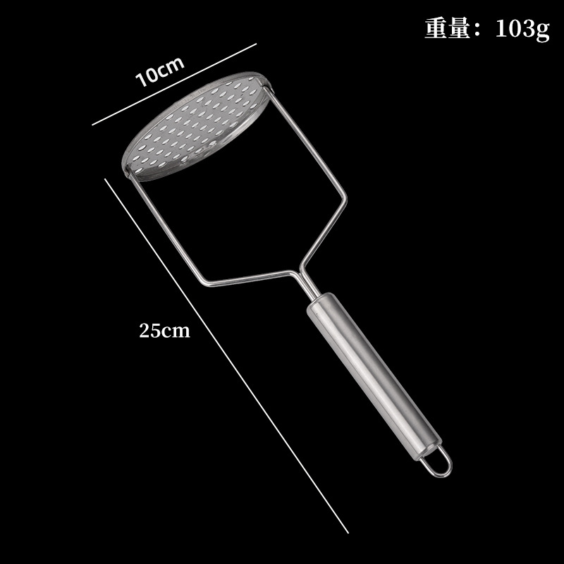 Prensa de barro de acero inoxidable, mango de acero ondulado, máquina de papas, máquina de prensa de papas de cocina, máquina de batería, suplemento de alimentos para bebés