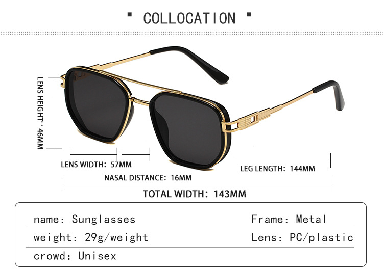 Retro Square Sunglasses For Men Uv Protection Metal Frame Style_voghion.com