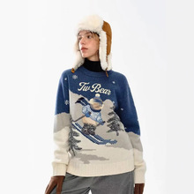 毛针织衫2025冬季新款趣味提花圆领毛衣北欧风活力穿搭套头上衣女