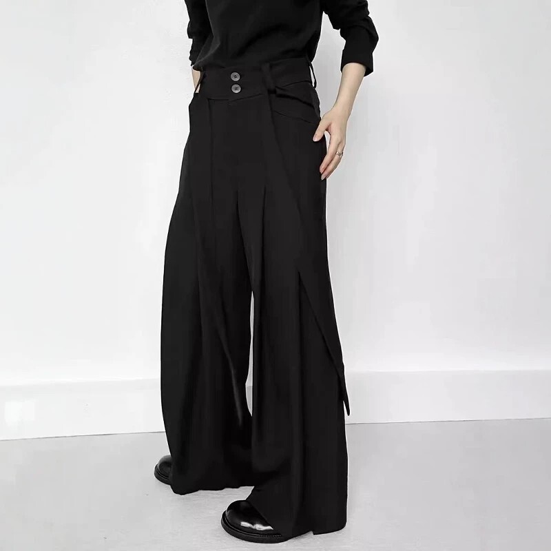 Factory-Made High-End Designer Trousers with a Niche Lemaire Style, Featuring Ribbons, Unisex Straight-Leg Floor-Length Pants Factory-Made High-End Designer Trousers with a Niche Lemaire Style, Featuring Ribbons, Unisex Straight-Leg Floor-Length Pants